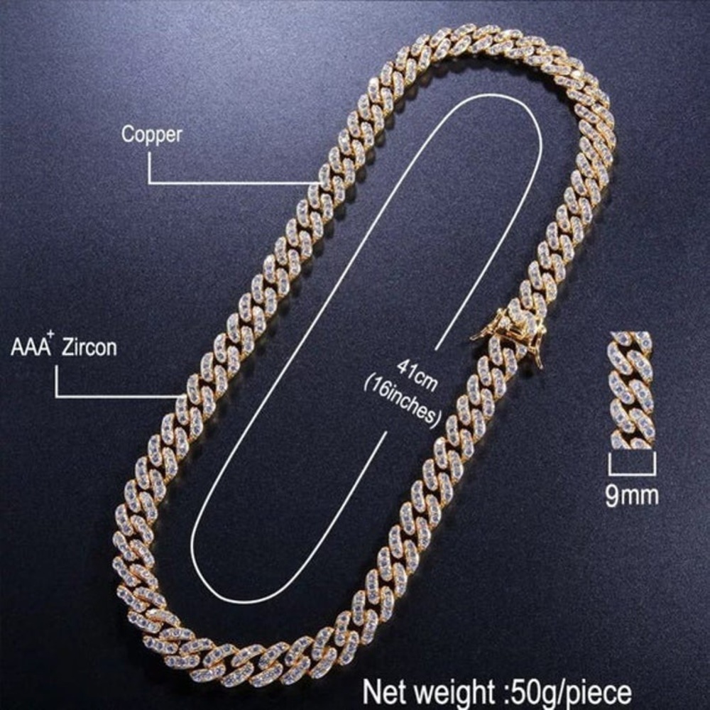 Gold Iced Out Cuban Link Necklace